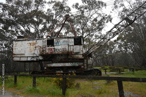 old disused gold mining machinery, dragline excavator machine Moldon. Australia  © burnstuff2003