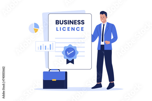 Business license illustration. Vector flat illustration photo
