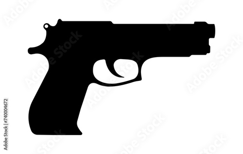 Pistol Gun Weapon Silhouette Isolated Vector Illustration