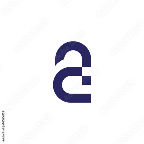letter ac simple geometric line dot logo vector
