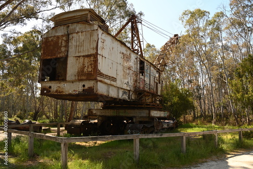 old disused gold mining machinery Porcupine Flat. industrial dragline machine Moldon. Australia  © burnstuff2003