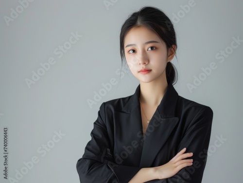 Asian business woman isolated on white background