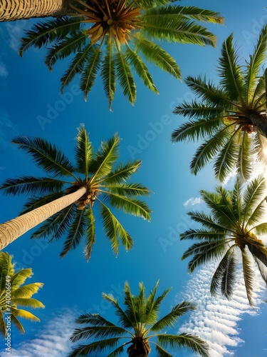 Towering Palm Trees Under Azure Sky