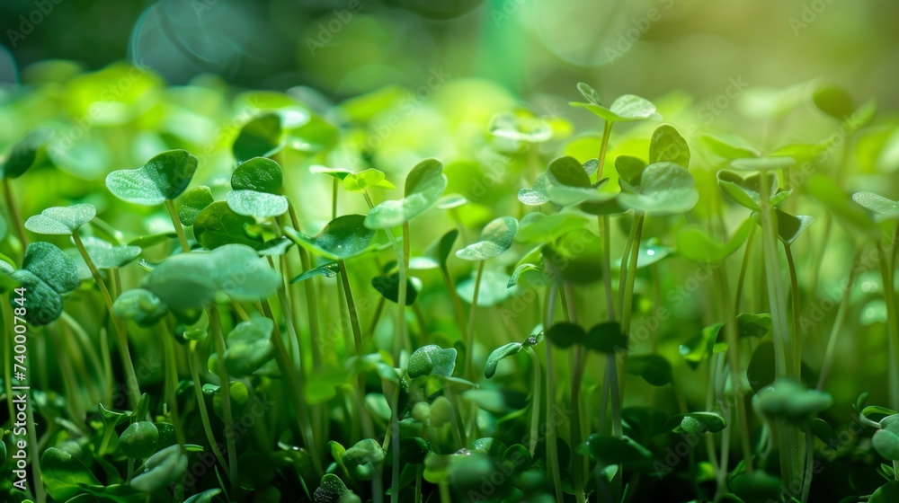 Fresh microgreens growing in planter Fresh microgreens growing in planter