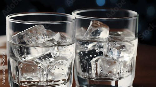 Close-up view of ice cubes in background