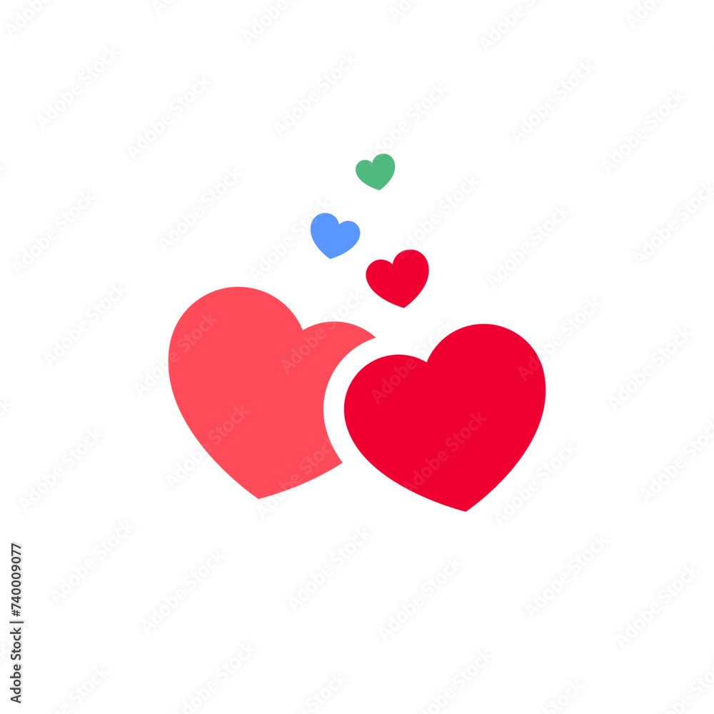 Hearts icon or Valentines day symbol, holiday sign designed for celebration, vector trendy modern style.