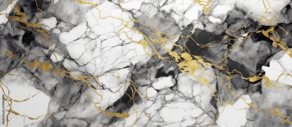 Kintsugi Inkscapes style abstract luxury composition. fluid art marble stone