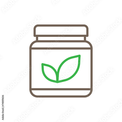 Vegan protein food product icon logo badge symbol. Muscle gain diet plan for fitness vector.