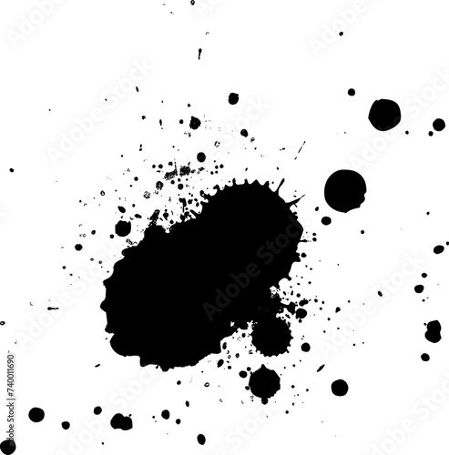 black watercolor dropped splash splatter on white background