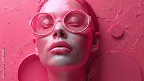 pink girl's face on a pink background.