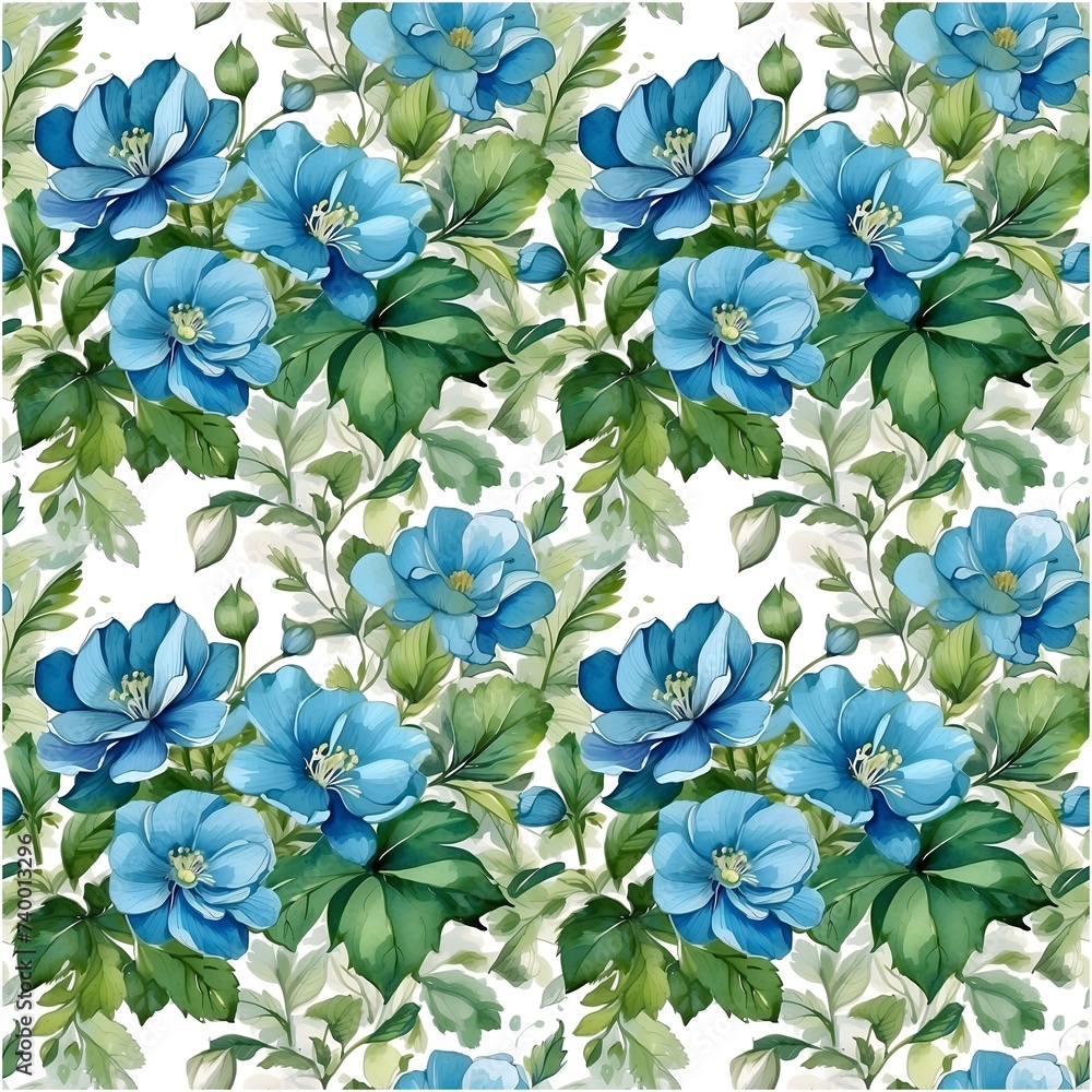 Seamless pattern blue flowers on white background Seamless pattern blue flowers on white background