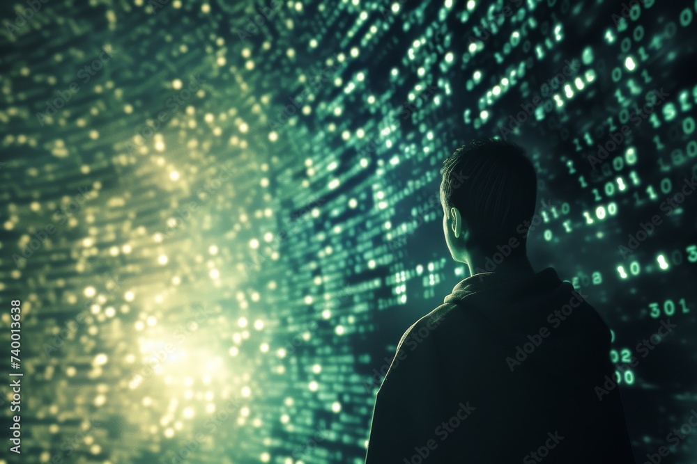 Fuse the concept of binary code and the universe to create a thought provoking piece Fuse the concept of binary code and the universe to create a thought provoking piece