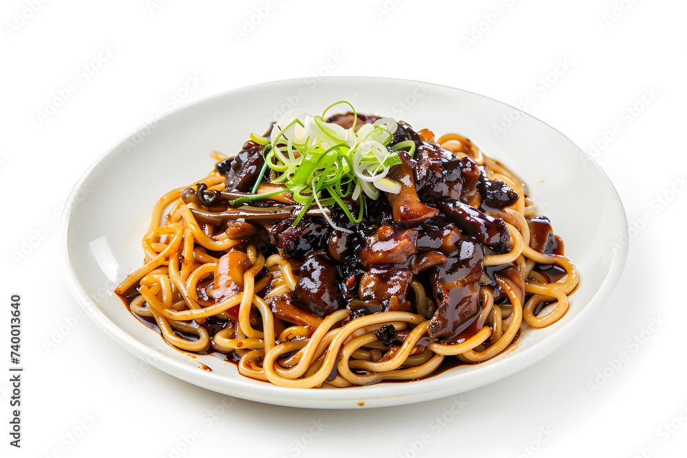 jajangmyeon served on a plate isolated on white background
jajangmyeon served on a plate isolated on white background
