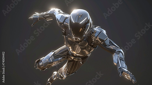 3d render of a cybernetic suit enhancing human strength and agility photo