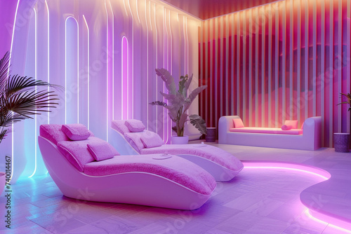 3d render of a digital detox spa that uses biofeedback for relaxation photo