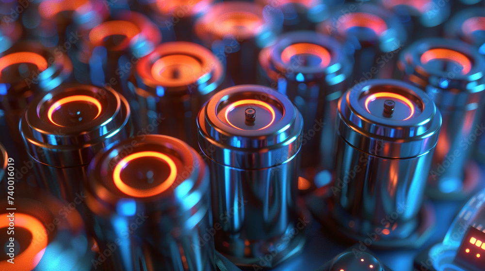 3d render of a nanostructured battery electrode during charging - obrazy, fototapety, plakaty 