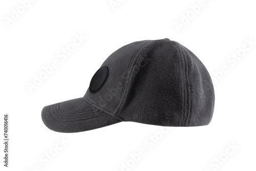 black blank modern cap with label isolated on white background