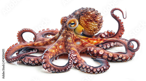 Octopus isolated on white background. Close up.