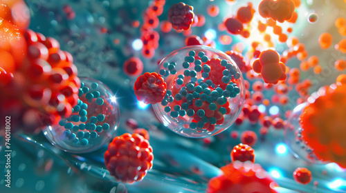 3d render of nanobubbles being used in targeted drug delivery