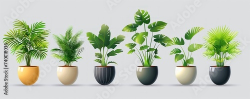 Row of Potted Plants Stacked