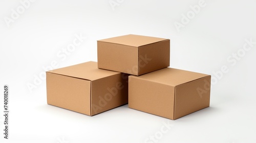 Blank carboard boxes for shipping product on a white background. Packages, logistic and delivery concept. photo