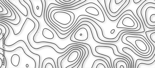 Abstract topography wavy line map background. vector illustration. topography map on land vector terrain Illustration. Black on white contours vector topography stylized height of the lines. 