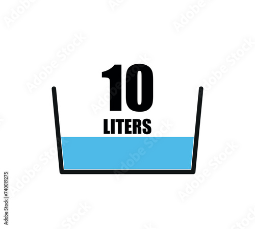 10 liters icon. Liquid measure vector design in liters isolated on white background