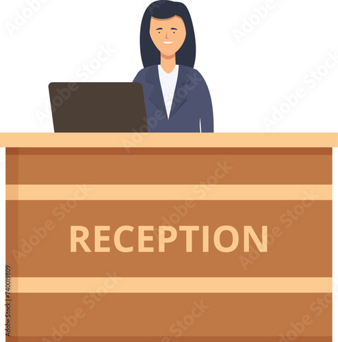 Reception table service icon cartoon vector. Work adult. Visitor client