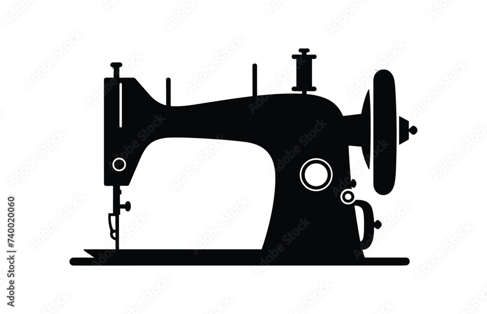 Sewing machine vector illustration, Sewing logo atelier,Manual Sew, Sewing Machine Silhouette Icon,
