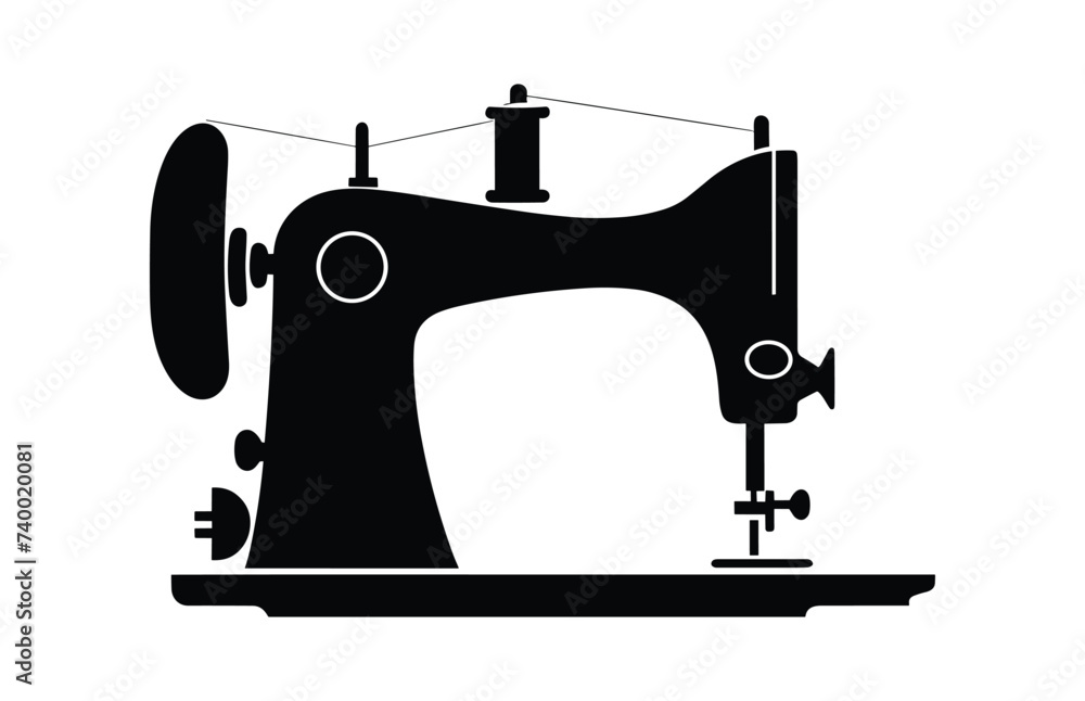 Sewing machine vector illustration, Sewing logo atelier,Manual Sew, Sewing Machine Silhouette Icon,

