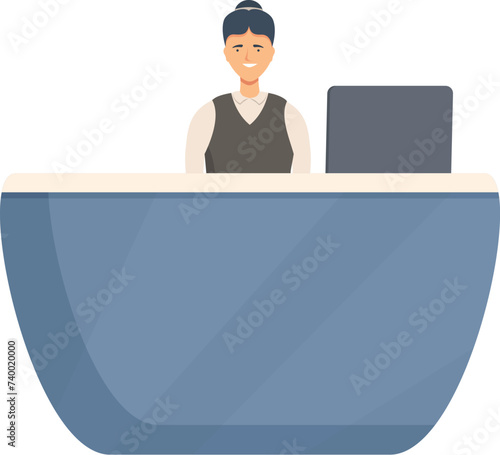 Best receptionist icon cartoon vector. Support service. Welcome visit
