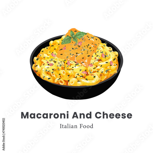 Hand drawn vector illustration macaroni and cheese or mac and cheese