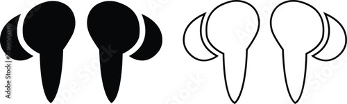 HandFree icon set. Headphones wireless earphones flat and line black vector collection isolated on transparent background. Headset silhouette earphone symbol computer technology icon. Hand free group.