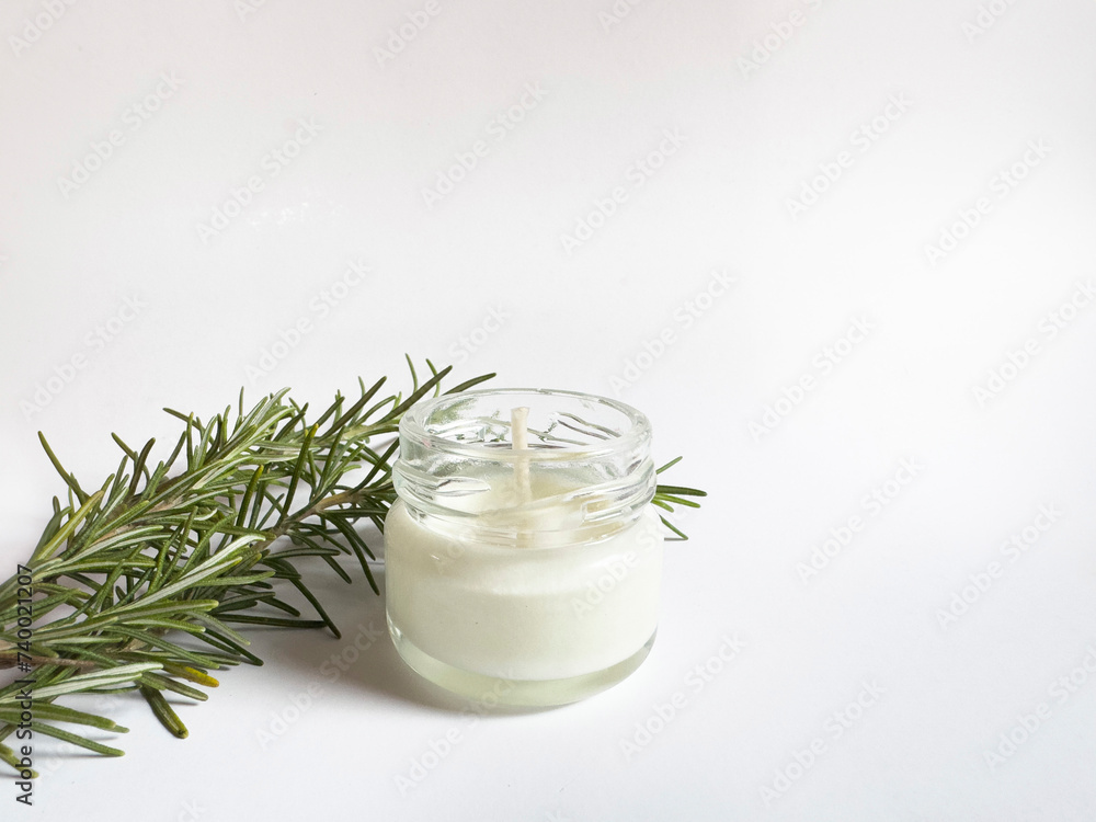 Background with white soy candle Background with white soy candle