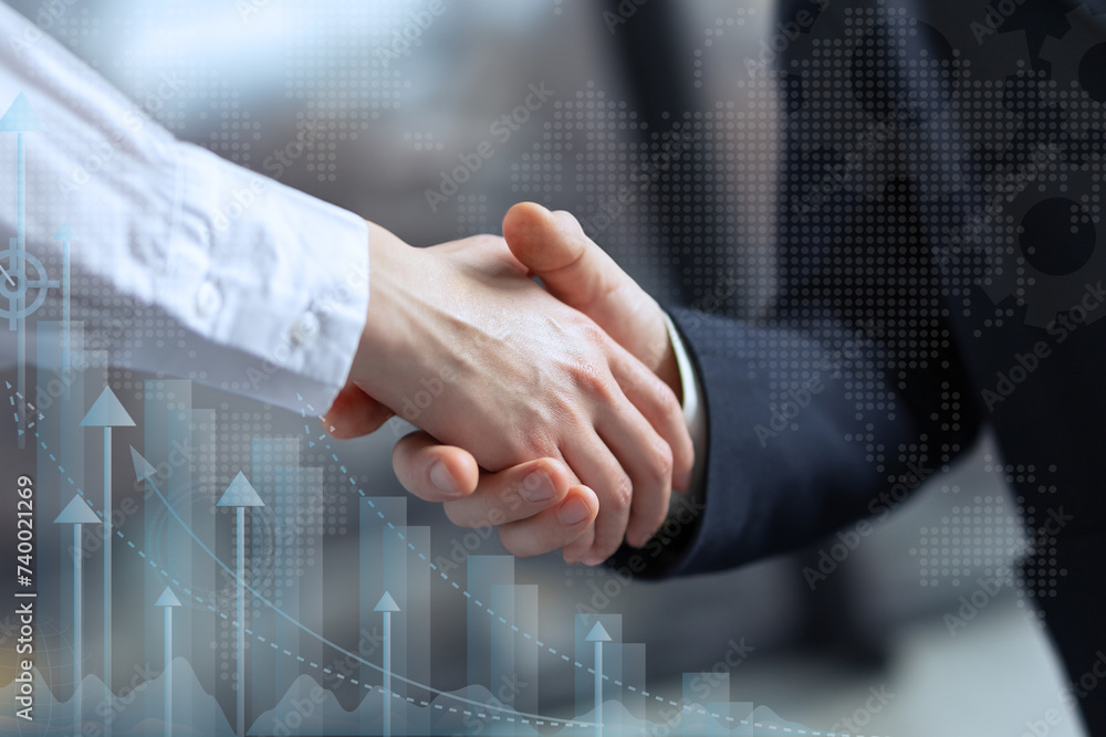 business partners handshake, profit growth and successful mutual partnership business partners handshake, profit growth and successful mutual partnership