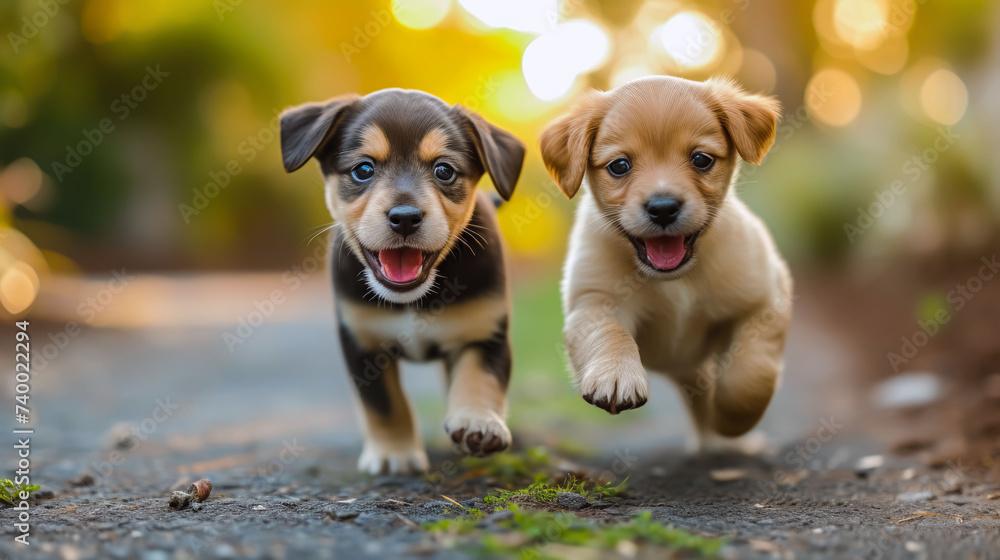 Running Duel: Two Puppies in a Funny Game. Running Duel: Two Puppies in a Funny Game.
