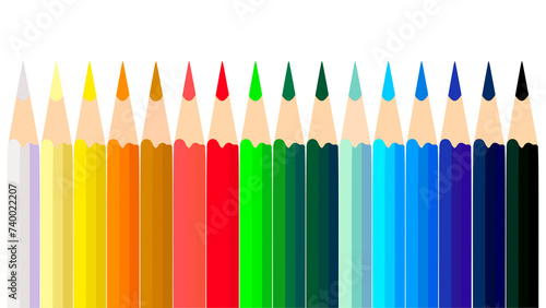 Creative color pencils backgrounds, Movement of colored pencils on a white background, color pencils of all colors of the rainbow, pens background texture