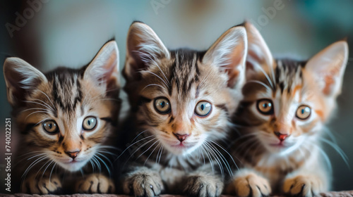 Curious Looks: Three Kittens in the Camera Lens. 