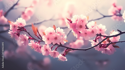 Beautiful pink spring cherry blossoms