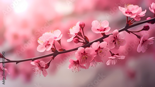 Beautiful pink spring cherry blossoms