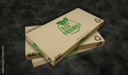 Eco friendly box pack 3d illustration
