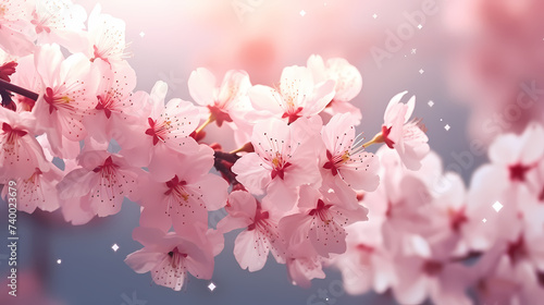 Beautiful pink spring cherry blossoms © jiejie