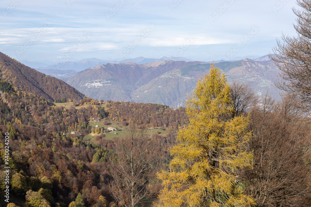 Mountain landscape.
Autumn foliage in a mountain landscape near Como Lake. Lombardy, Italy.