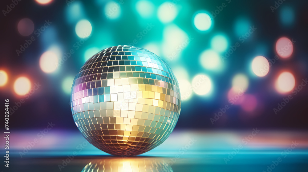 Obraz premium Disco ball illustration, multicolor music background