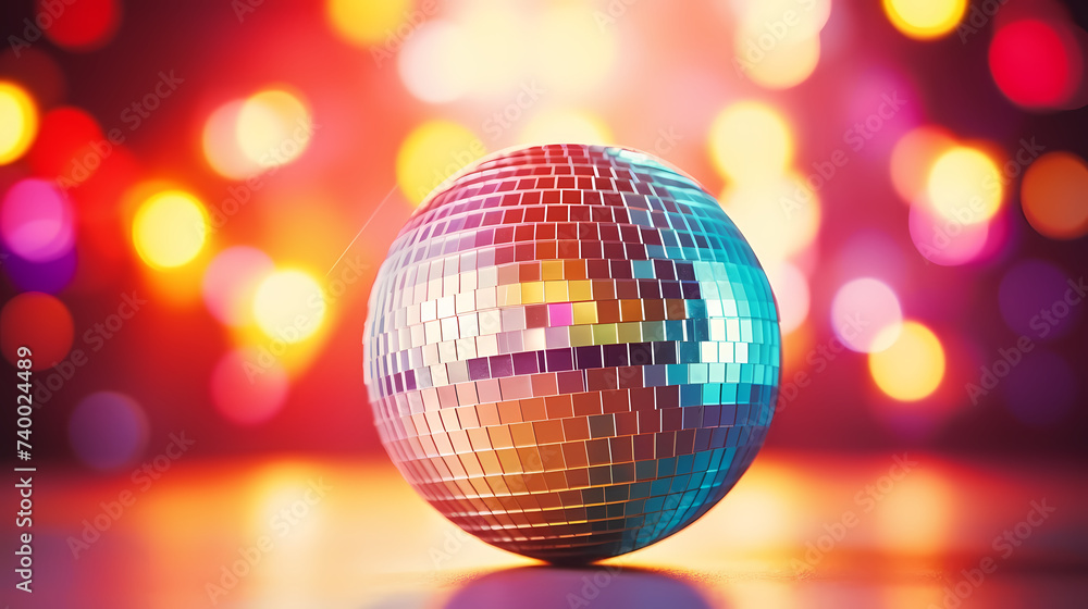 Obraz premium Disco ball illustration, multicolor music background