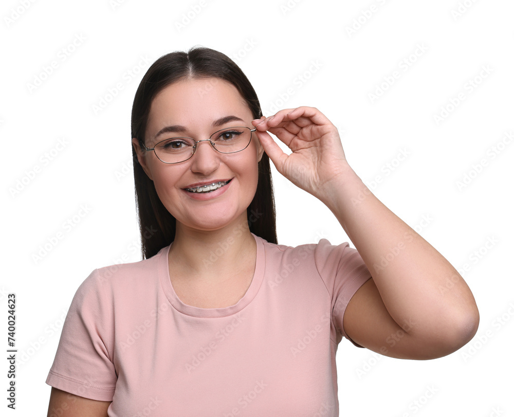 Beautiful woman with glasses on white background Beautiful woman with glasses on white background
