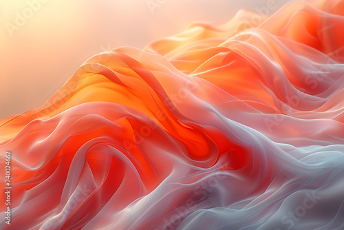 Elegant abstract waves of peach, red color on a white background. Background for wallpapers, web screensavers.