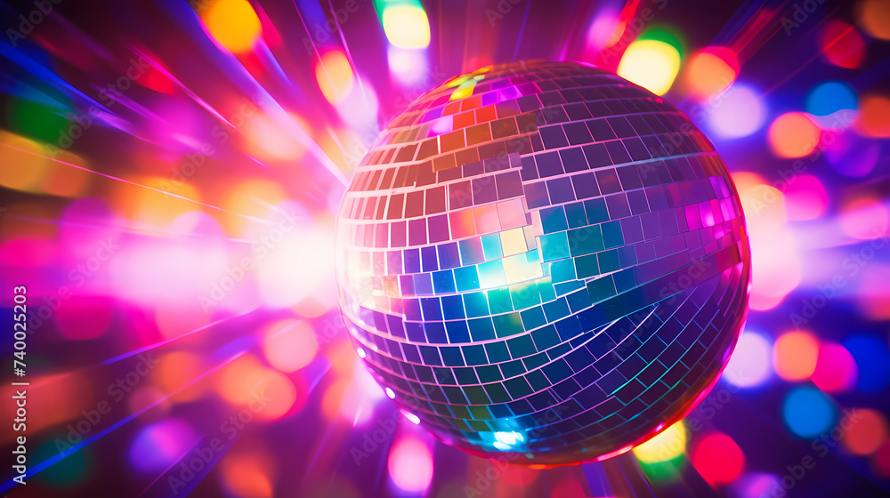 Fototapeta premium Disco ball illustration, multicolor music background