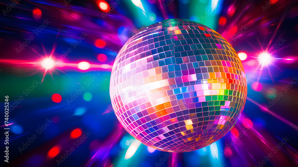 Obraz premium Disco ball illustration, multicolor music background