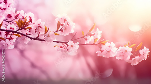 Beautiful pink spring cherry blossoms © jiejie